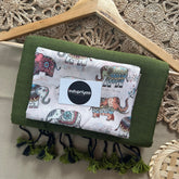 Mehndi Handloom Khadi Cotton Saree With Elephnat Print Blouse